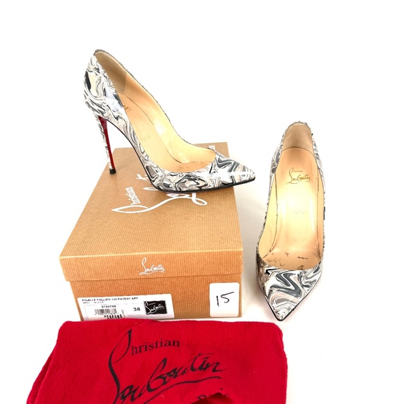 Christian Louboutin Pigalle Follies 100 Patent Leather Black Pointed Toe Pumps - Picture 2 of 10